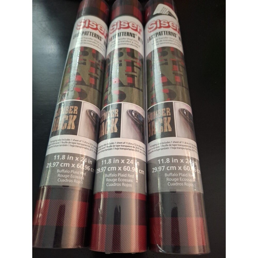 3 Siser Easypatterns HTV Heat Transfer Vinyl Buffalo Plaid Red Patterns NEW